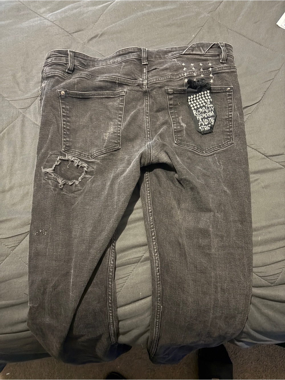 Ksubi Black Distressed Slim Straight Jeans